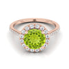 แหวนหมั้นเพชร Peridot Peridot Halo 14K Rose Gold -3/8ctw