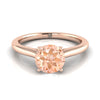 แหวนหมั้น 14K Rose Gold มอร์แกนไนต์สุกใส บีบ Comfort Fit Claw Prong Solitaire