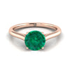 14K Rose Gold Round Brilliant Emerald Cathedral Style Comfort Fit Solitaire แหวนหมั้น