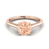 14K Rose Gold Round Brilliant Morganite Cathedral Style Comfort Fit Solitaire Engagement Ring