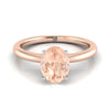 14K Rose Gold Oval Morganite Round Comfort Fit Claw Prong Solitaire แหวนหมั้น