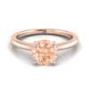 14K Rose Gold Round Brilliant Morganite Round Comfort Fit Claw Prong Solitaire แหวนหมั้น