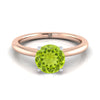 14K Rose Gold Round Brilliant Peridot Round Comfort Fit Claw Prong Solitaire แหวนหมั้น