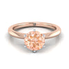 แหวนหมั้น 14K Rose Gold มอร์แกนไนต์สุกใส บีบ Comfort Fit Claw Prong Solitaire