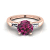 14K Rose Gold Round Brilliant Garnet แหวนหมั้นเหลี่ยมเหลี่ยมเหลี่ยมเหลี่ยม -1/5ctw