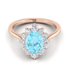 แหวนหมั้นเพชรทรงรี 14K Rose Gold Aquamarine Floral Diamond -1/2ctw