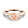 14K Rose Gold Round Brilliant Cathedral Solitaire แหวนหมั้นหินลับสุดเซอร์ไพรส์