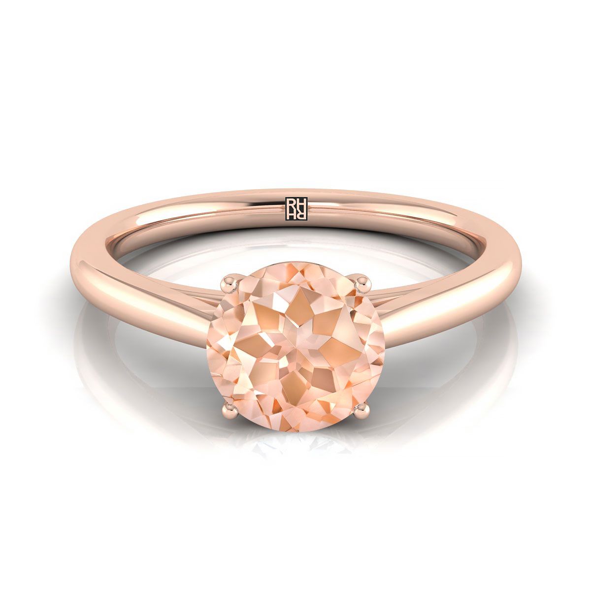 14K Rose Gold Round Brilliant Rounded Comfort Fit Secret Stone Solitaire Engagement Ring