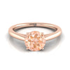 แหวนหมั้นเพชรเม็ดเดี่ยว 14K Rose Gold Round Brilliant Rounded Comfort Fit Secret Stone Solitaire