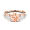 14K Rose Gold Round Brilliant Morganite Twisted Rope Solitaire พร้อมแหวนหมั้นเพชรเซอร์ไพรซ์