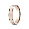 14k Rose Gold 5 มม. Comfort-fit ผิวซาตินขอบกลมขัดเงาสูงสายดีไซน์แกะสลัก