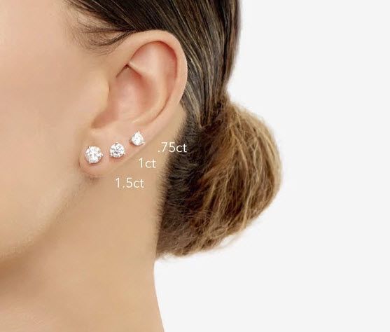Platinum 3-prong Martini Round Diamond Single Stud Earring 0.10ctw (3.0mm Ea), H-i Color, Si Clarity