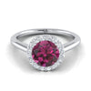 แหวนหมั้นเพชร 14K White Gold Round Brilliant Garnet -1/5ctw