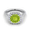 แหวนหมั้น Halo 18K White Gold Round Brilliant Peridot Simple Prong Set -1/3ctw