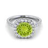 แหวนหมั้นเพชร Pave Peridot ทรงกลมสดใสแพลตตินัม -1/3ctw