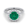 แหวนหมั้นเพชร Pave Emerald Halo ทองคำขาว 18K -3/8ctw