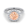 แหวนหมั้นเพชร Morganite Morganite Halo 18K สีขาวทอง -3 / 8ctw