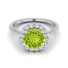 แหวนหมั้นเพชรล้อมเพชร Peridot Peridot ทองคำขาว 18K -3/8ctw