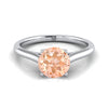 18K White Gold Round Brilliant Morganite Cathedral Style Comfort Fit Solitaire Engagement Ring