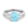 แหวนหมั้นทอง 14K รูปไข่ Aquamarine Round Comfort Fit Claw Prong Solitaire