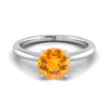 แหวนหมั้นเพชร 14K White Gold Round Brilliant Citrine Round Comfort Fit Claw Prong Solitaire