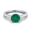 18K White Gold Round Brilliant Emerald Round Comfort Fit Claw Prong Solitaire แหวนหมั้น