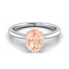 แหวนหมั้นทอง 14K รูปไข่ Morganite Round Comfort Fit Claw Prong Solitaire