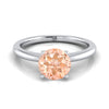 แหวนแพลทินัมทรงกลม Brilliant Morganite Round Comfort Fit Claw Prong Solitaire แหวนหมั้น