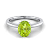 แหวนหมั้นเพชร 18K White Gold Peridot Round Comfort Fit Claw Prong Solitaire