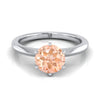 แหวนหมั้นทอง 18K ไวท์โกลด์ มอร์แกนไนต์สุกใส บีบ Comfort Fit Claw Prong Solitaire