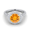 14K สีขาวทอง Round Brilliant Citrine French Pave Halo Secret Gallery แหวนหมั้นเพชร -3/8ctw