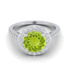 14K สีขาวทอง Round Brilliant Peridot French Pave Halo Secret Gallery แหวนหมั้นเพชร -3/8ctw