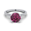 แหวนแพลทินัมทรงกลม Brilliant Garnet Secret Diamond Halo French Pave Solitaire แหวนหมั้น -1/3ctw