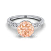 แหวนแพลตตินัมกลม Brilliant Morganite Secret Diamond Halo French Pave Solitaire แหวนหมั้น -1/3ctw