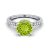 แพลตตินัมกลมสดใส Peridot Secret Diamond Halo French Pave Solitaire แหวนหมั้น -1/3ctw