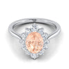 แหวนหมั้นเพชรรูปไข่ Morganite รูปไข่ทอง 14K -1/2ctw