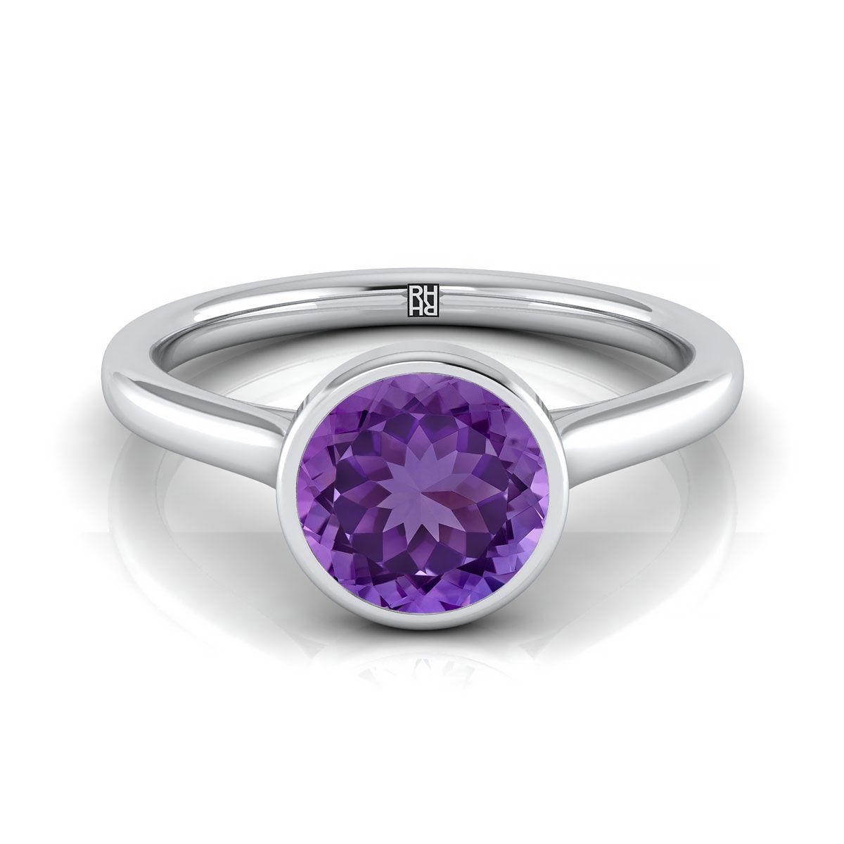 Amethyst Oval Bezel Solitaire Ring Custom Choice Rose Yellow White 14k & 18k Gold Contemporary Rings Made outlet To Order, Pink