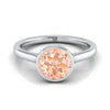 แหวนหมั้นแหวนหมั้นแหวนแต่งงานแบบเรียบๆ ประดับเพชร Morganite ทองคำขาว 14K