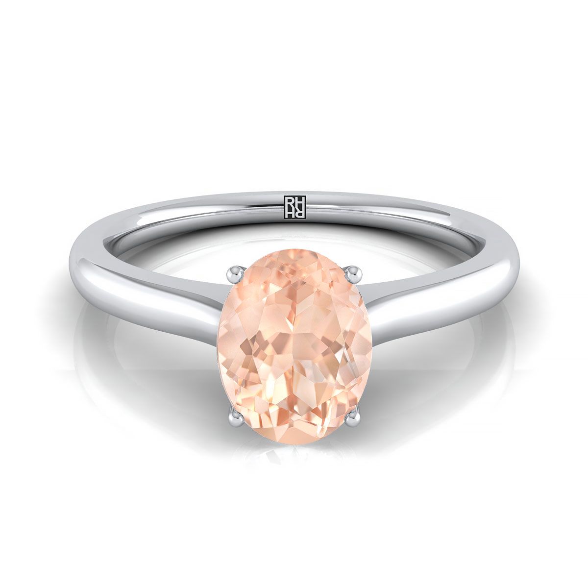 Platinum Oval Cathedral Solitaire Surprise Secret Stone Engagement Ring
