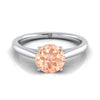 แหวนหมั้นทองคำขาว 14K ทรงกลมสุกใส ล้อม Comfort Fit Secret Stone Solitaire