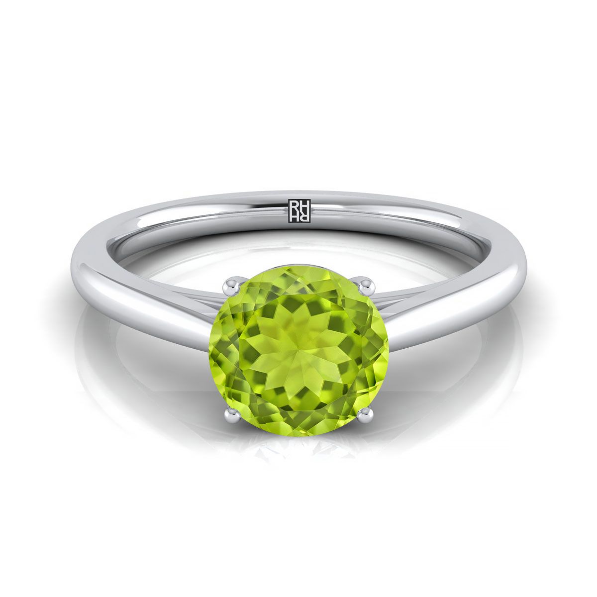 18K White Gold Round Brilliant Rounded Comfort Fit Secret Stone Solitaire Engagement Ring