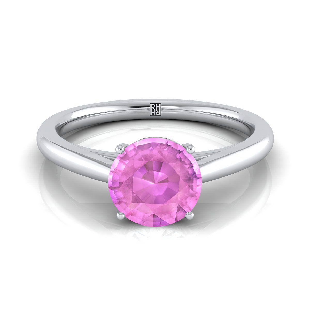 Platinum Round Brilliant Rounded Comfort Fit Secret Stone Solitaire Engagement Ring