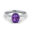 18K White Gold Amethyst Twisted Rope Solitaire With Surprize Diamond Engagement Ring