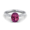 18K White Gold Garnet Twisted Rope Solitaire With Surprize Diamond Engagement Ring