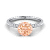 14K White Gold Round Brilliant Morganite Twisted Rope Solitaire With Surprize Diamond Engagement Ring