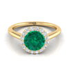 14K Yellow Gold Round Brilliant Emerald แบ่งปันแหวนหมั้นเพชรง่าม Halo -1/5ctw