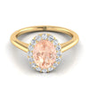 14K สีเหลืองทองรูปไข่ Morganite แบ่งปันแหวนหมั้นเพชรง่ามรัศมี -1 / 5ctw