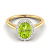 แหวนหมั้นเพชรรัศมี 18K สีเหลืองทอง Peridot ที่ใช้ร่วมกัน -1/5ctw