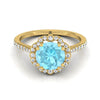 14K สีเหลืองทอง Round Brilliant Aquamarine Ornate Diamond Halo Vintage แรงบันดาลใจแหวนหมั้น -1/4ctw