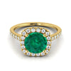 แหวนหมั้นเพชร Pave Emerald Halo ทองคำขาว 18K สีเหลืองทอง -1/3ctw